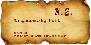 Matyasovszky Edit névjegykártya